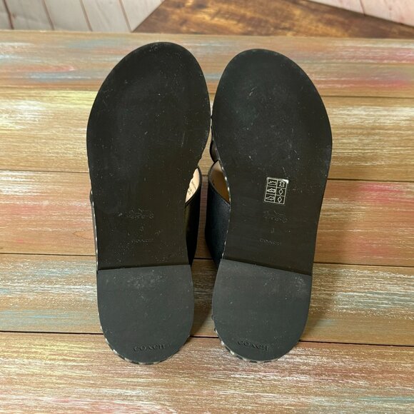 COACH Hailey Black Leather Bead Chain Studded Slide Sandals - US 6 - Picture 6 of 16